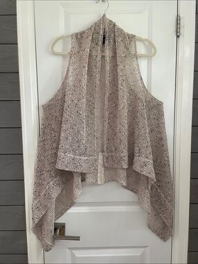 Katie Todd Neutral Colors Open Front Swim CoverUp or Mesh Knit Boho Vest OS EUC